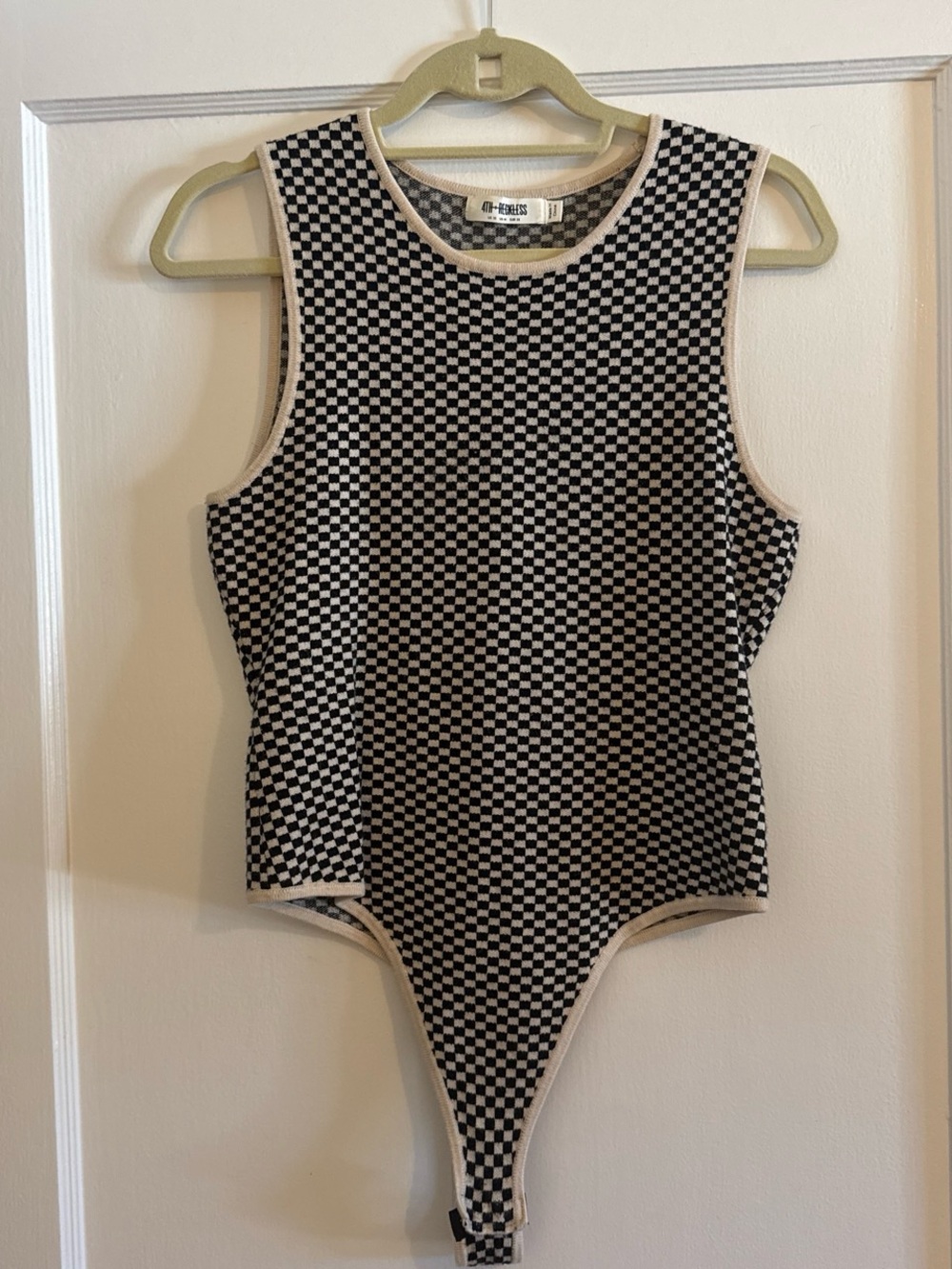 4th and Reckless Checker Print Bodysuit - Black & Cream